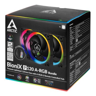 Arctic BioniX P12 A-RGB Black 3 Pack