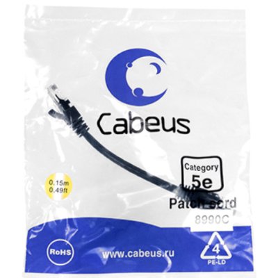 Cabeus PC-UTP-RJ45-Cat.5e-0.15m-BK-LSZH