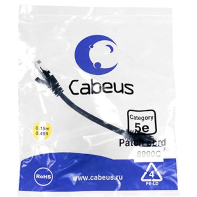 Cabeus PC-UTP-RJ45-CAT.5E-0.15M-BK