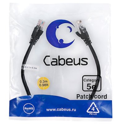 Cabeus PC-UTP-RJ45-CAT.5E-0.3M-BK