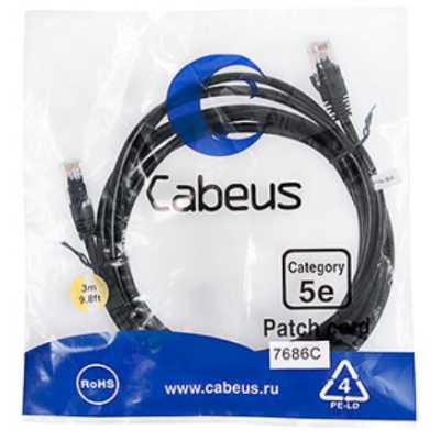 Cabeus PC-UTP-RJ45-CAT.5E-3M-BK
