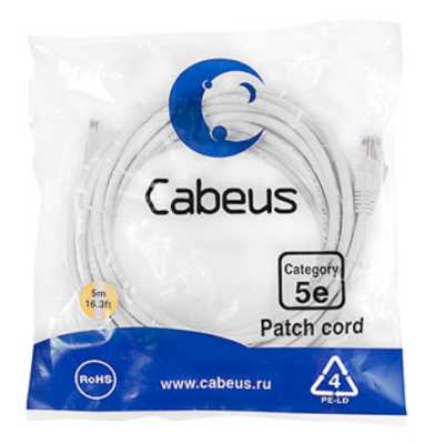 Cabeus PC-UTP-RJ45-CAT.5E-5M-WH-LSZH