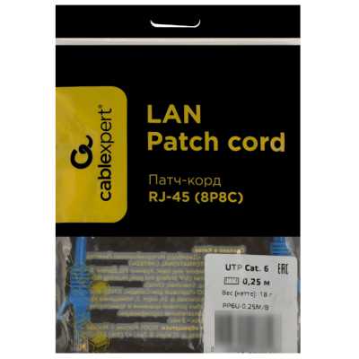 патч-корд Cablexpert PP6U-0.25M/B