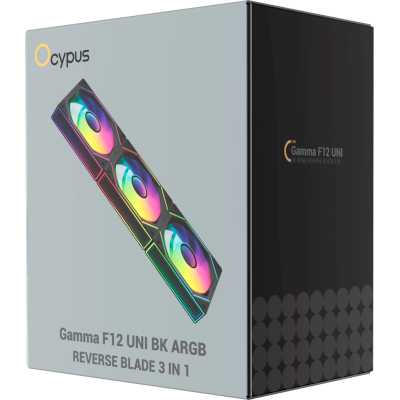 Ocypus Gamma F12 UNI Black ARGB Reverse Blade 3 in 1